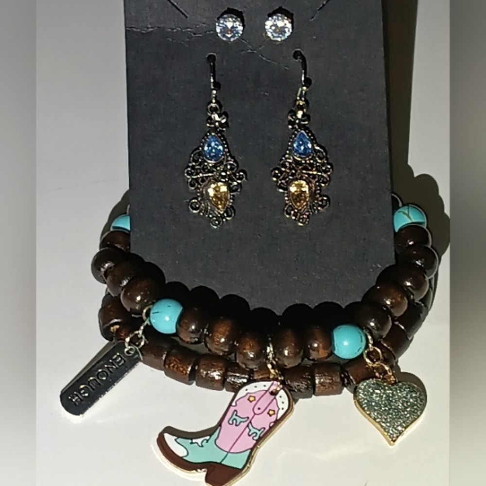 Western beaded charm Bracelets and earrings